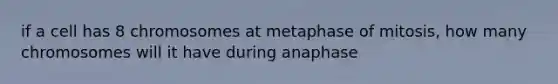 if a cell has 8 chromosomes at metaphase of mitosis, how many chromosomes will it have during anaphase