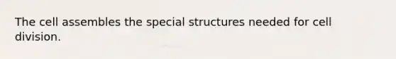 The cell assembles the special structures needed for cell division.