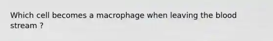 Which cell becomes a macrophage when leaving the blood stream ?