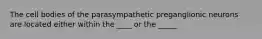 The cell bodies of the parasympathetic preganglionic neurons are located either within the ____ or the _____