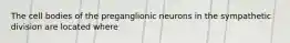 The cell bodies of the preganglionic neurons in the sympathetic division are located where