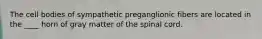 The cell bodies of sympathetic preganglionic fibers are located in the ____ horn of gray matter of the spinal cord.