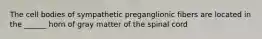 The cell bodies of sympathetic preganglionic fibers are located in the ______ horn of gray matter of the spinal cord