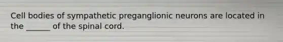 Cell bodies of sympathetic preganglionic neurons are located in the ______ of the spinal cord.