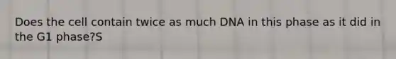 Does the cell contain twice as much DNA in this phase as it did in the G1 phase?S