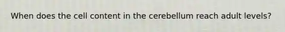 When does the cell content in the cerebellum reach adult levels?