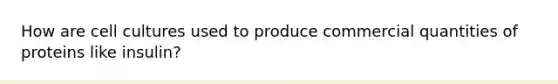 How are cell cultures used to produce commercial quantities of proteins like insulin?