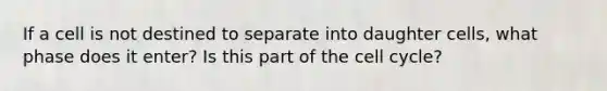 If a cell is not destined to separate into daughter cells, what phase does it enter? Is this part of the <a href='https://www.questionai.com/knowledge/keQNMM7c75-cell-cycle' class='anchor-knowledge'>cell cycle</a>?