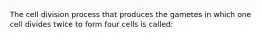 The cell division process that produces the gametes in which one cell divides twice to form four cells is called: