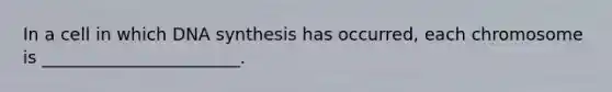 In a cell in which DNA synthesis has occurred, each chromosome is _______________________.