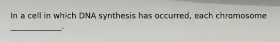 In a cell in which DNA synthesis has occurred, each chromosome _____________.