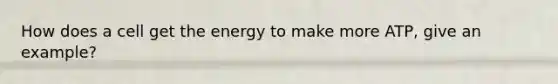 How does a cell get the energy to make more ATP, give an example?