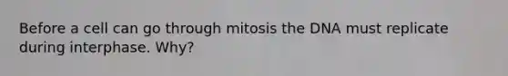 Before a cell can go through mitosis the DNA must replicate during interphase. Why?