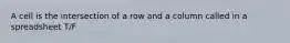 A cell is the intersection of a row and a column called in a spreadsheet T/F