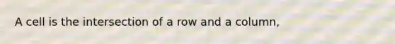 A cell is the intersection of a row and a column,