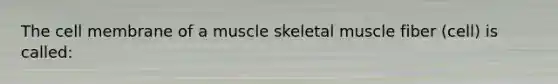 The cell membrane of a muscle skeletal muscle fiber (cell) is called: