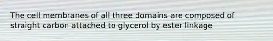 The cell membranes of all three domains are composed of straight carbon attached to glycerol by ester linkage