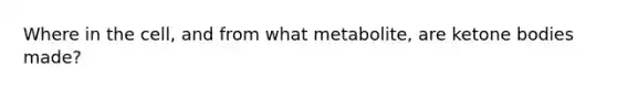 Where in the cell, and from what metabolite, are ketone bodies made?