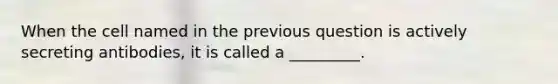 When the cell named in the previous question is actively secreting antibodies, it is called a _________.