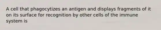 A cell that phagocytizes an antigen and displays fragments of it on its surface for recognition by other cells of the immune system is