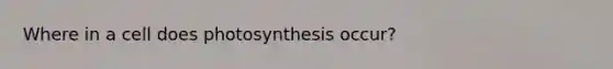 Where in a cell does photosynthesis occur?