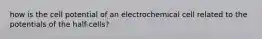 how is the cell potential of an electrochemical cell related to the potentials of the half-cells?