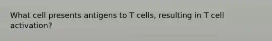 What cell presents antigens to T cells, resulting in T cell activation?