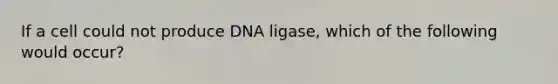 If a cell could not produce DNA ligase, which of the following would occur?