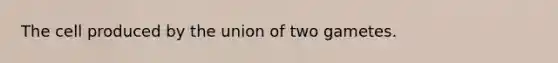 The cell produced by the union of two gametes.