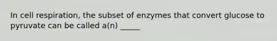 In cell respiration, the subset of enzymes that convert glucose to pyruvate can be called a(n) _____