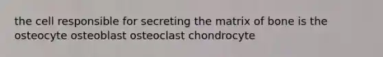 the cell responsible for secreting the matrix of bone is the osteocyte osteoblast osteoclast chondrocyte