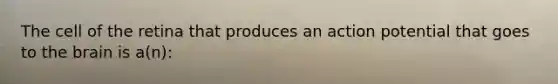The cell of the retina that produces an action potential that goes to <a href='https://www.questionai.com/knowledge/kLMtJeqKp6-the-brain' class='anchor-knowledge'>the brain</a> is a(n):