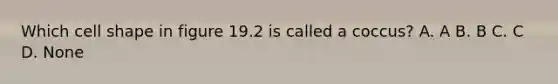 Which cell shape in figure 19.2 is called a coccus? A. A B. B C. C D. None