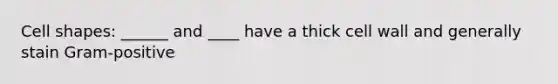 Cell shapes: ______ and ____ have a thick cell wall and generally stain Gram-positive