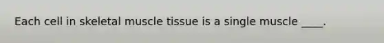 Each cell in skeletal muscle tissue is a single muscle ____.