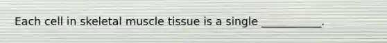 Each cell in skeletal muscle tissue is a single ___________.