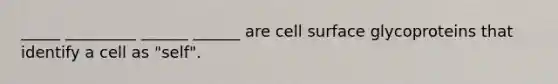 _____ _________ ______ ______ are cell surface glycoproteins that identify a cell as "self".