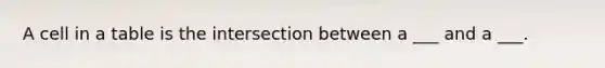 A cell in a table is the intersection between a ___ and a ___.