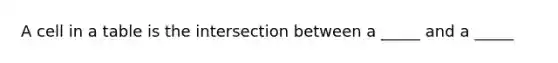 A cell in a table is the intersection between a _____ and a _____