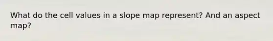 What do the cell values in a slope map represent? And an aspect map?