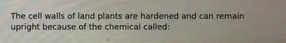 The cell walls of land plants are hardened and can remain upright because of the chemical called: