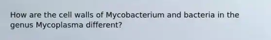 How are the cell walls of Mycobacterium and bacteria in the genus Mycoplasma different?