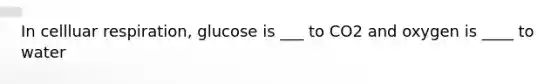 In cellluar respiration, glucose is ___ to CO2 and oxygen is ____ to water