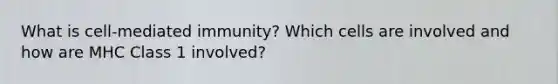 What is cell-mediated immunity? Which cells are involved and how are MHC Class 1 involved?