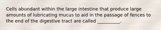 Cells abundant within the large intestine that produce large amounts of lubricating mucus to aid in the passage of fences to the end of the digestive tract are called __________.