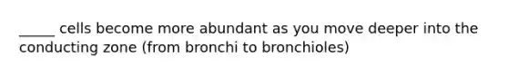 _____ cells become more abundant as you move deeper into the conducting zone (from bronchi to bronchioles)