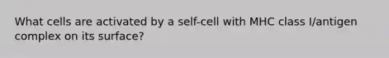 What cells are activated by a self-cell with MHC class I/antigen complex on its surface?