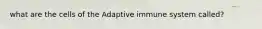 what are the cells of the Adaptive immune system called?