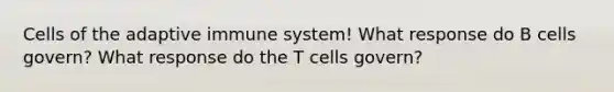 Cells of the adaptive immune system! What response do B cells govern? What response do the T cells govern?