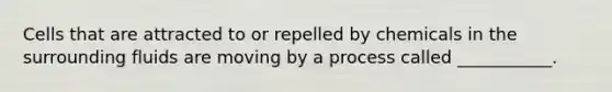 Cells that are attracted to or repelled by chemicals in the surrounding fluids are moving by a process called ___________.